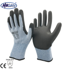 NMSAFETY Cut resistant level 5 HPPE liner coated PU safety glove